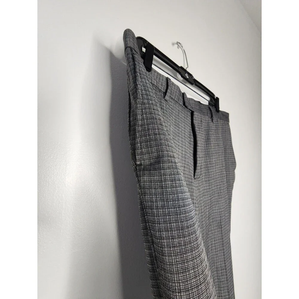Banana Republic Men’s Pants Gray Plaid Wool Blend Lined Tailored Slim Fit 35x30